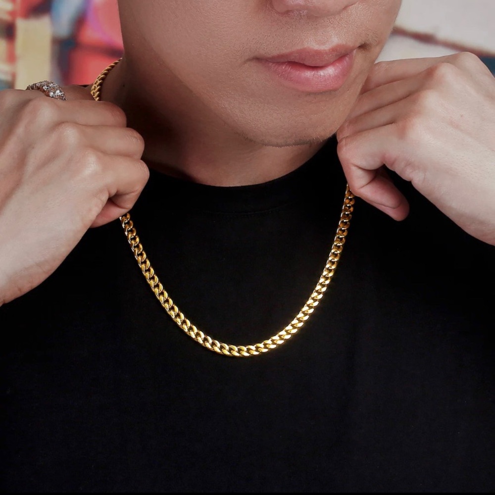 10mm cuban link chain 22 inch 18k gold plated